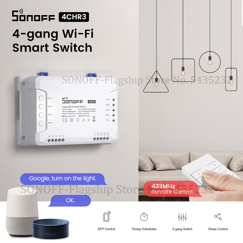 Relay Module 4 Channel - Itead SONOFF 4CH R3 Wifi kablosuz