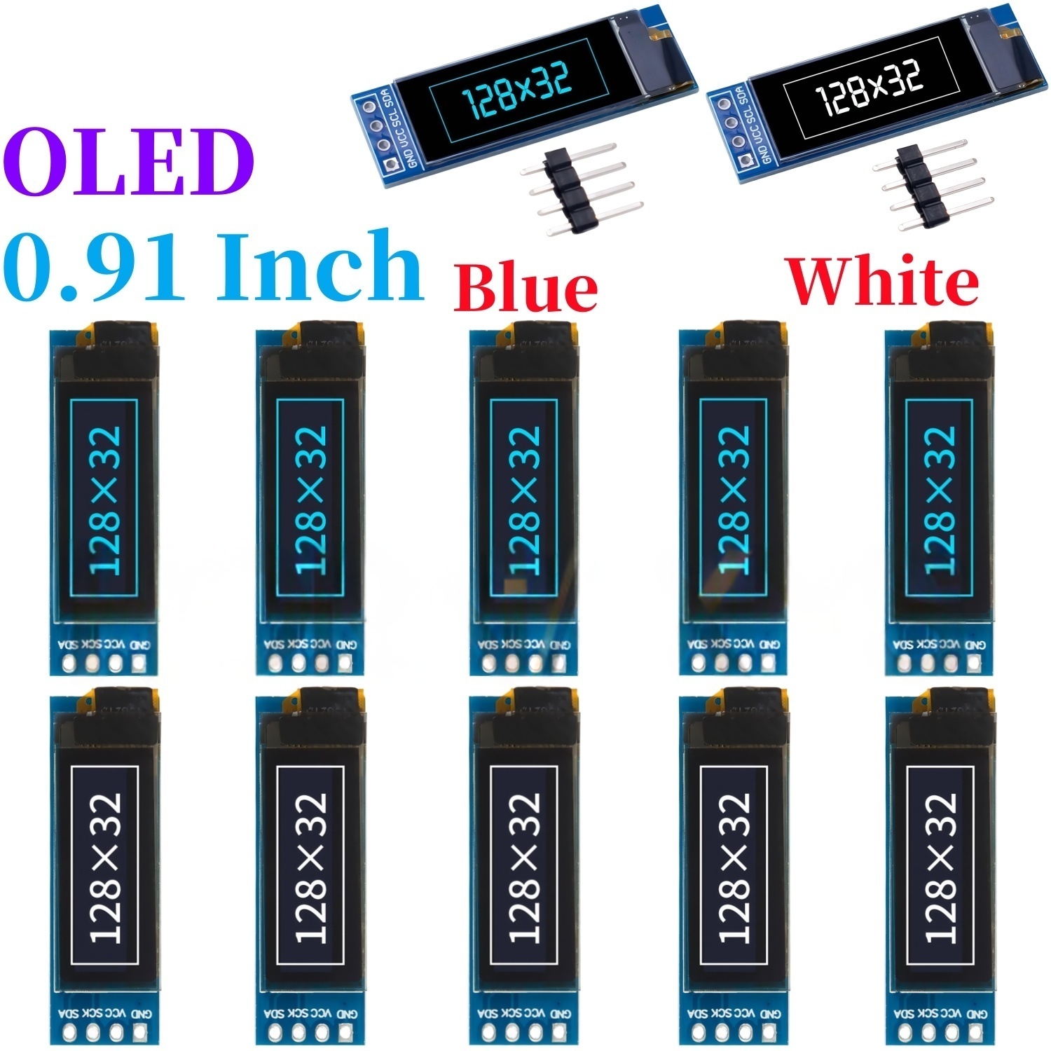 Ssd1306 - 0.91 İnç 128x32 IIC I2C Beyaz