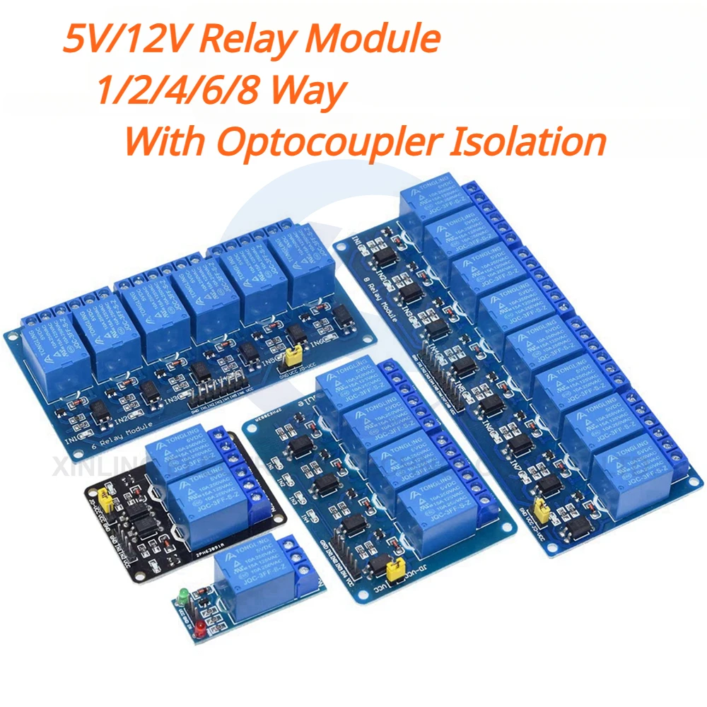 Relay Module 4 Channel - 5/12V 1/2/4/6/8 Kanal Röle Modülü Optocoupler