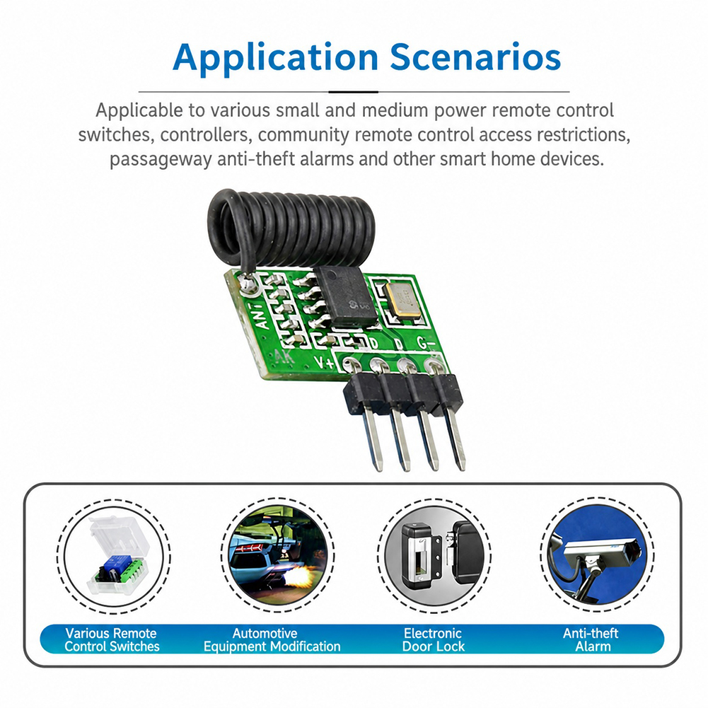 Ir Remote Module - 315MHz/433MHz Süperheterodin RF Alıcı Modülü 3.3V-5.5V