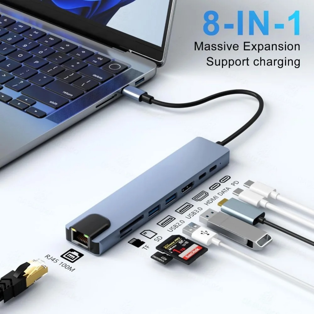 USB C Hub 8/7'si 1 arada 4K HD - Sd Card Module incelemesi ve fiyatı