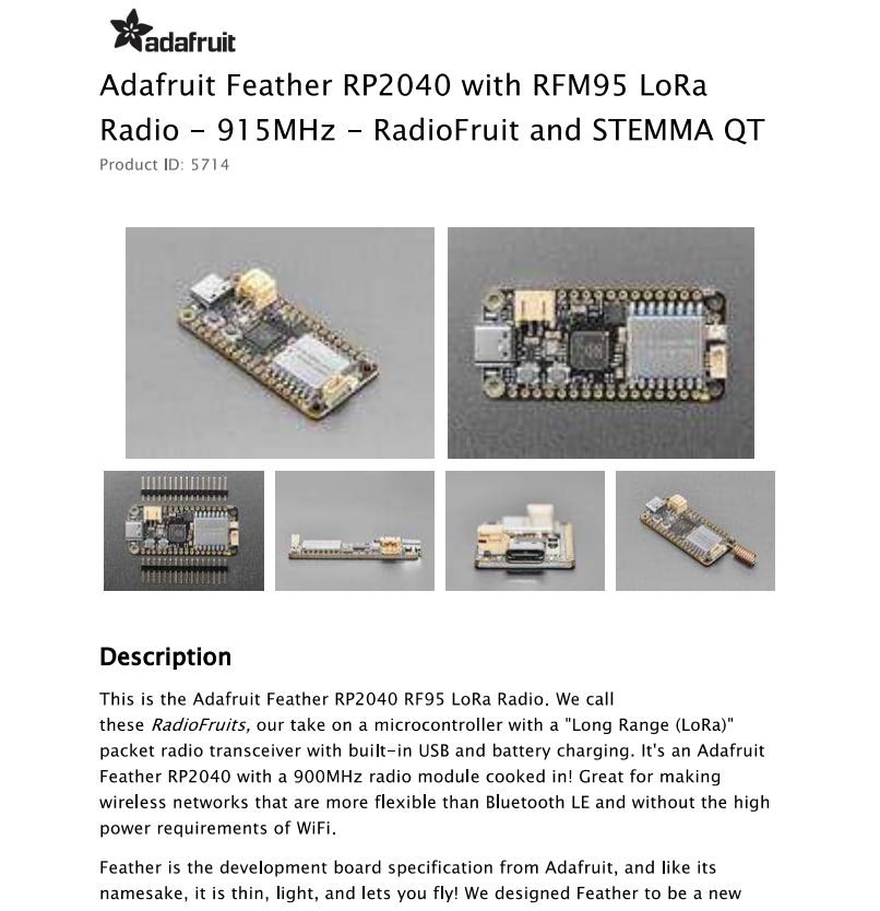 5714 Feather RP2040, RFM95 LoR - Lora Rfm95 incelemesi ve fiyatı