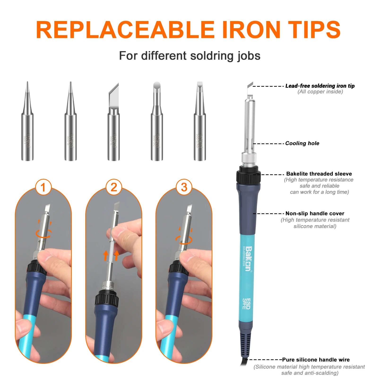 Bakon BK969 90W Lehimleme İsta - Soldering Iron Temperature Probe incelemesi ve fiyatı